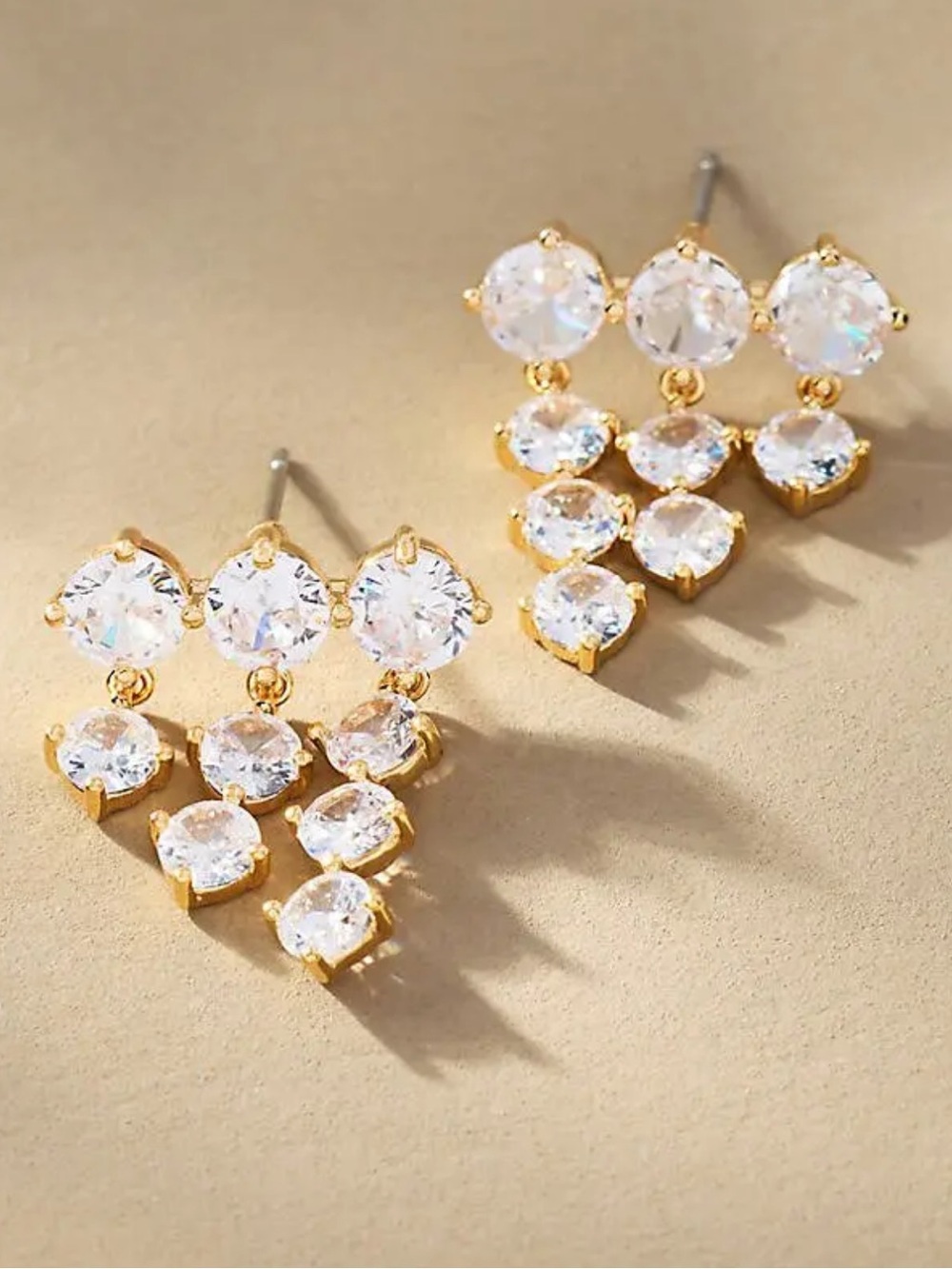 Anthropologie Gold Plated Multi Crystal Drop Earrings